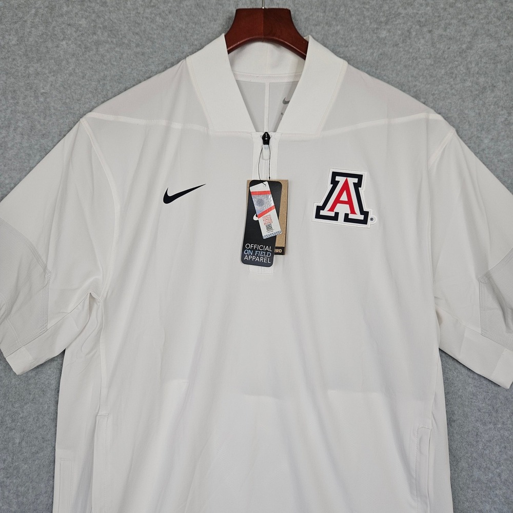 Nike Arizona Wildcats Mens Med White Quarter Zip Short Sleeve Jacket IF4703-100